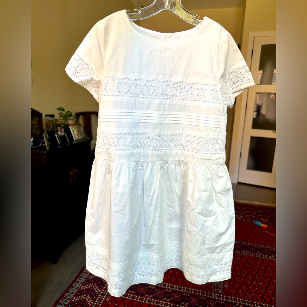 Jacadi Canaille White Sleeveless Dress Size 7 (122). Fully lined. NWT